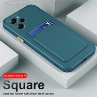 For Xiaomi Poco X5 Pro Case Card Slot Holder Square Silicone Phone Cover Xiomi Poco X5 x 5 5x x5pro pocox5 pro Shockproof Fundas