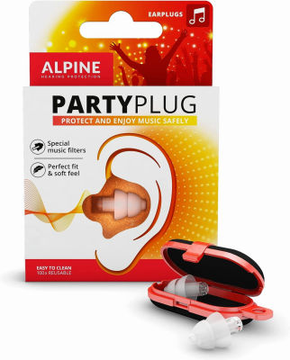 Alpine Hearing Protection Alpine PartyPlug Reusable Ear Plugs - Noise Reduction Filtered Ear Plugs for Party and Clubbing - Comfortable Concert Earplugs - 1 Pair Reusable Soft Invisible Earplugs Transparent