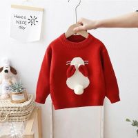 Childrens Sweater Autumn And Winter Clothes Plush Girl Baby Knitting Top Thickened Rabbit Sweater Christmas