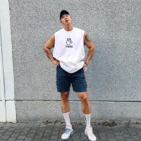 MCPW popular logo vest male sleeveless shawl round collar T-shirt short-sleeved summer new personality jumper 230407 e