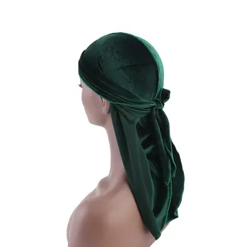 Unisex Long Men Women Velvet Breathable Bandana Hat Durag Rag Long Tail  Headwrap