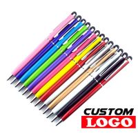 50pcs 13 Colors Mini Metal 2 In 1 Touch Screen Stylus Universal Roller Ballpoint Pen For iPhone iPad Samsung Free Custom Logo Stylus Pens