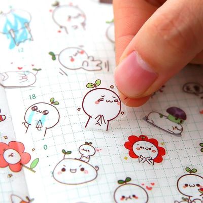 6pcs/lot  Waterproof Cartoon Cute Transparent Diy Decoration Stickers Korea Hand Account Stickers Kawaii Plastic Cup Stickers Stickers Labels