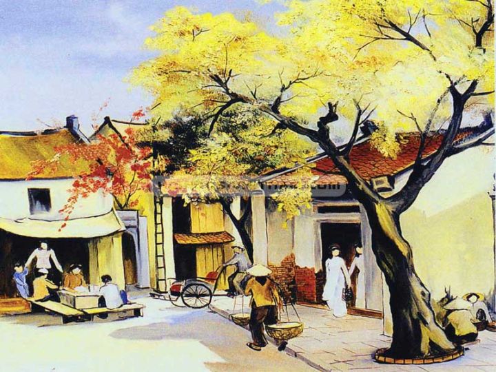 Tranh Phong Cảnh Đầu Làng Khu Phố Cổ Hà Nội Kèm Khung 324 | Lazada.Vn
