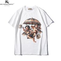 [Ready Stock] Burberry ลายสก๊อตคลาสสิคตกแต่งคิวปิดพิมพ์ผ้าฝ้ายคอกลมแขนสั้นเสื้อยืดคู่รัก