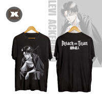 เสื้อยืดโอเวอร์ไซส์เสื้อกันหนาวคอกลมแขนสั้นพิมพ์ลายการ์ตูน Attack On Titan Levi S-5XL