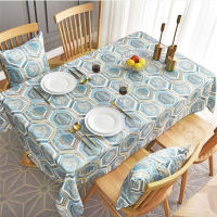 Nordic Geometric Blue Printing Restaurant Tablecloth Waterproof Oil-Proof Cafe Birthday Party Decoration Rectangle Table Cover 5