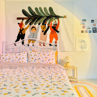 （HOT)ins ผ้าแขวนรุ่นเดียวกับบล็อกเกอร์ ผ้าปูผนังห้องนอนครีมสำหรับเช่าสิ่งดีๆผ้าพื้นหลังผ้าปูเตียงผ้าปูเตียง