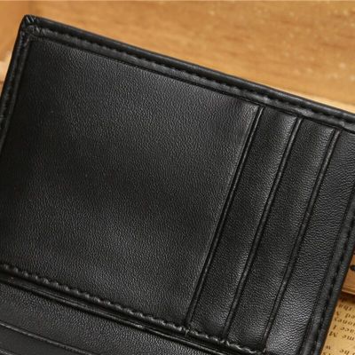 กระเป๋าสตางค์พับครึ่งขนาดเล็กสำหรับผู้ชายกระเป๋าหนังสังเคราะห์กระเป๋าเก็บบัตร ID เครดิตเงิน