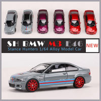 Stance Hunters 1:64 E46 M3ล้อแม็กรถยนต์รุ่นสีแดงเงินสีดำเด็กของเล่นงานอดิเรกของขวัญคอลเลกชันเครื่องประดับแสดง