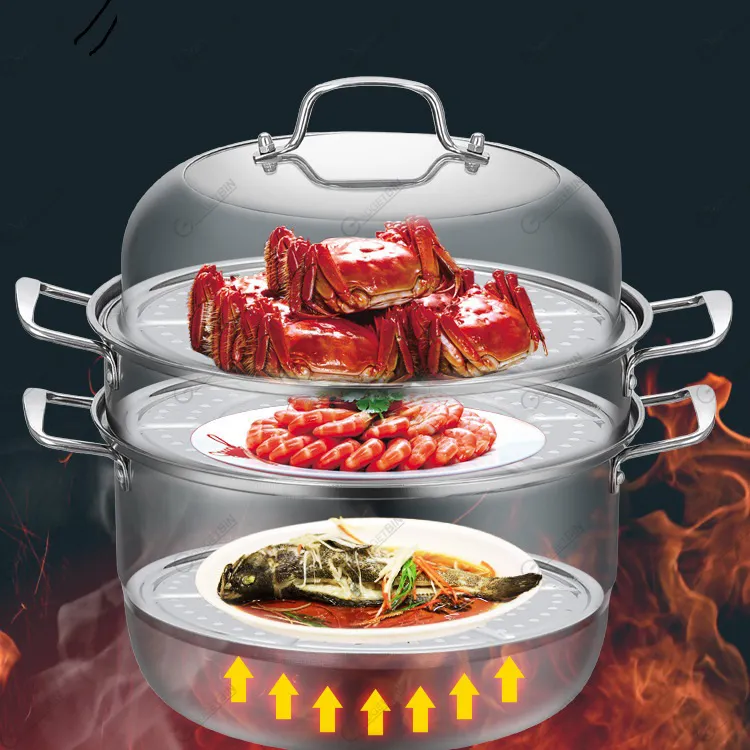 3 Tier Capsule Bottom Steamer for Cooking, 11 IN Large Steamer Pot,  Dumpling Stainless Steel Steamer