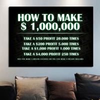 ﹉♠ How To Make 1 ล้านดอลลาร์สร้างแรงบันดาลใจอ้างผ้าใบเงินงานศิลปะสร้างแรงบันดาลใจโปสเตอร์พิมพ์ภาพวาด Office Wall Art Decor