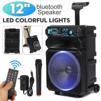 12Inches LED Portable Bluetooth Speaker Box 2000W Trolley Speakers Home Theater Karaoke Sound Box with Wireless Microphone