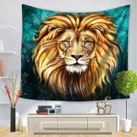 African Animals Pattern Colored Lion Howling Wolf Polyster Tapestry Wall Hanging Beach Picnic Yoga Rug Living Room Decor