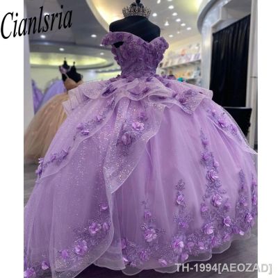 ✙ AEOZAD Vestidos cintilantes princesa Quinceanera vestido rosa de baile doce 16 vestido miçangas lantejoulas apliques borlas aniversário 15ª festa 2023