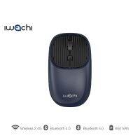 IWACHI I4 เม้าส์ไร้สาย rechargable bluetooth mouse รองรับ 2.4G BT4.0/BT5.0 ไร้เสียงรบกวน แบตเตอรี่ในตัว 650mAh