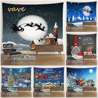 Cartoon Christmas Decoration Tapestry Wall Hanging Boho Hippie Cloth Fabric Large Tapestry Aesthetic Decorative Home Room Decor Knitting  Crochet