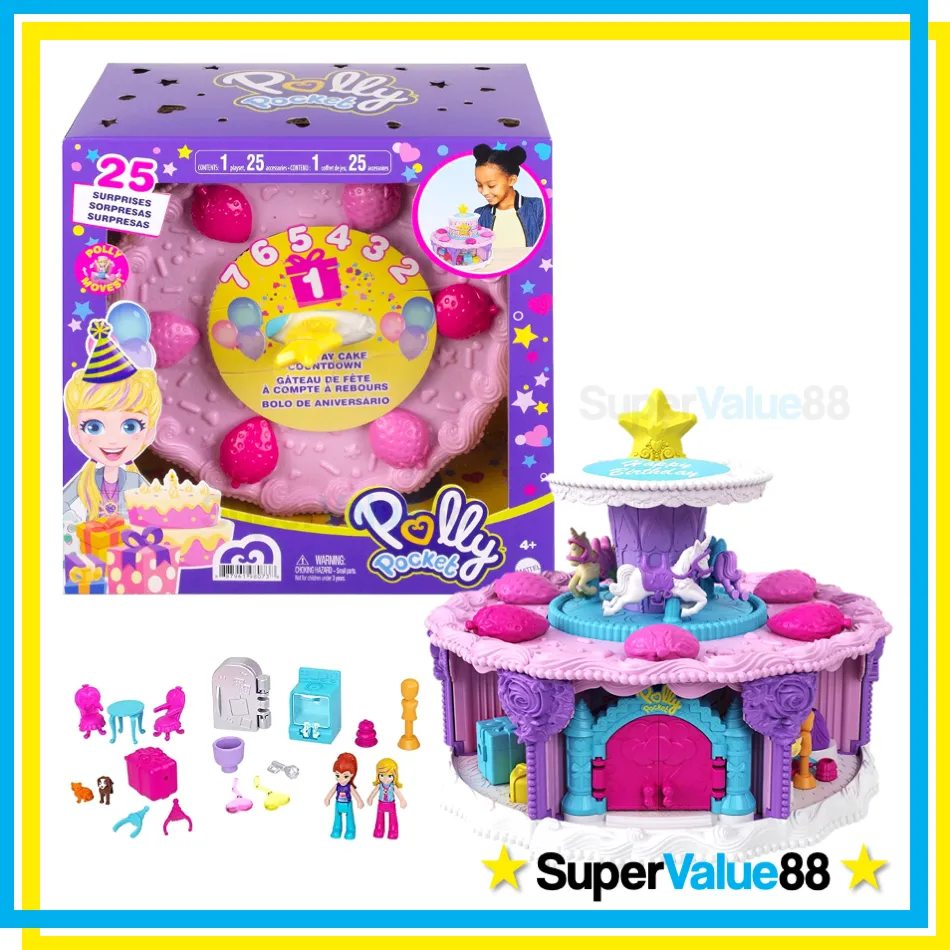 Playset - Polly Pocket - Bolo de Aniversário com Surpresas