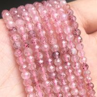 4x3mm Wholesale Strawberry Quartz Small Waist Beads Natural Faceted Rondelle Beads for Jewelry Making DIY Bracelet Earrings 15 Cables