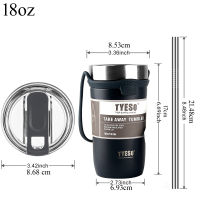 TYESO Thermos Mug Water Bottle Cup Insulated Coffee Mug,Stainless Steel Vacuum Insulated Tumbler with Lid And straw Thermal Cup