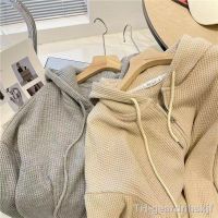 【hot】❆✙  Hoodie Woman Y2k Waffle Outer Sleeve Female and Loose Hundred Cardigan Sweater