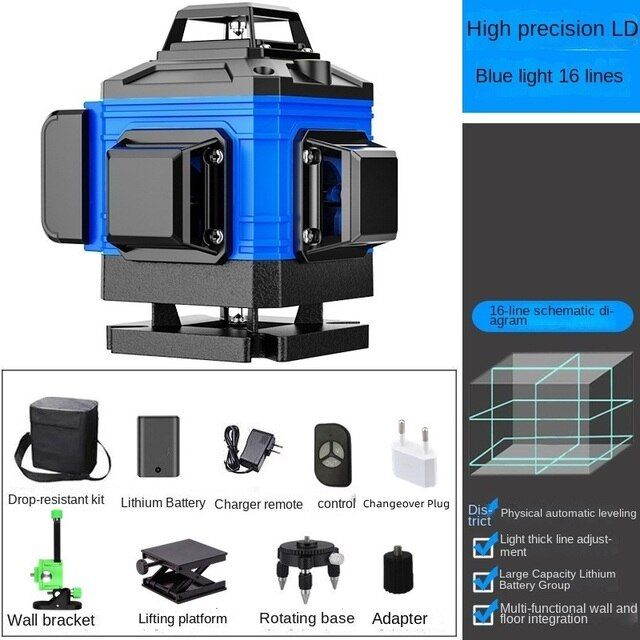 เครื่องปรับระดับเลเซอร์เลเซอร์เลเซอร์ปรับระดับ12-16แนวนอนปรับระดับได้3-เครื่องมือแบบชาร์จไฟได้