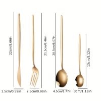 24PCS Gold Stainless Steel Dinnerware Set Steak Knife Fork Coffee Spoon Teaspoon Flatware Dishwasher Safe Kitchen Tableware