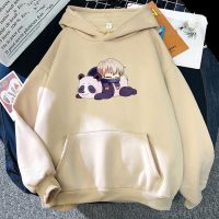 Anime Jujutsu Kaisen Hoodie Japan Satoru Gojo And Panda Print Hoodies Unisex Oversize Sweatshirts Men Warm Cartoons Hoody Size XS-4XL