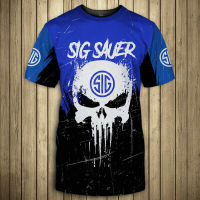 New SIG Sauer Logo Punisher T-shirt, High-quality Short-sleeved Round Neck Top Sweatshirt, Oversized Mens Summer Sportswear