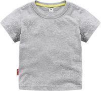 Boys and Girls Classic Fit Crewneck T Shirt | Organic Cotton Soft Multi Pack Short Sleeve Basic Toddlers and Kids Plain Shirts Boys (Grey, 6-7 Years)