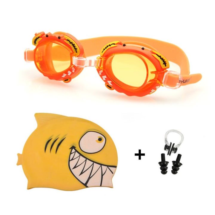 boy-girl-swimming-goggles-children-silicone-dolphin-fish-caps-ear-plug-nose-set-diving-glasses-waterproof-kids-swim-pool-eyewear-accessories-accessori