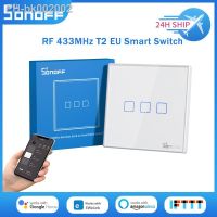 SONOFF T2EU-RF Switch 1/2/3 Gang Wireless EU Wall Touch Light Switch 433MHz RF Wall Panel Works With Alexa Google Home IFTTT