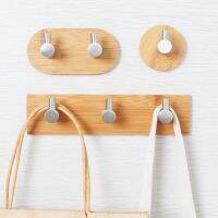 Bamboo Stainless Steel Hook Wall Clothes Bag Headphone Key Hanger Kitchen Bathroom Door Towel Rustproof Shelf WJ602