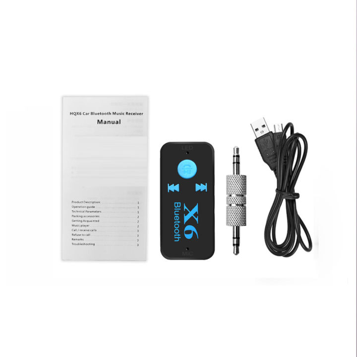 Car Bluetooth X6 Universal Bluetooth Receiver V4.1 Support TF Card Call Music Player Phone Car AUX InOutput MP3 Music Player