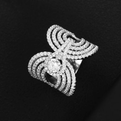 GODKI Trendy Luxury Crossover Statement Bangle Cuff Ring Sets Jewelry Set For Women Wedding Cubic ZirconIA Dubai Party Bracelet