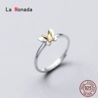 {BUSA Fashion Accessories} La Monada แหวนเงิน925ปรับขนาดได้50-55มม. สำหรับผู้หญิงเครื่องประดับหรูหราผีเสื้อแบบปรับขนาดได้สำหรับผู้หญิงแท้