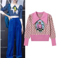 ✢□ Luxury Brand Sweaters Female Embroidered Cartoon Sweater Argry Patchwork Pullovers Clothing NS888