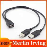 Merlin Irving Shop USB 2.0 A Female to Dual Male Splitter DC Power Supply Extension Cable Super Speed Data Sync Charging for U Disks