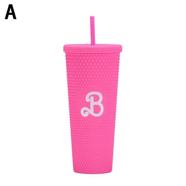 barbie-movie-peripheral-accompanying-cup-750ml-acrylic-water-barbie-with-pink-cup-straw-o3i4