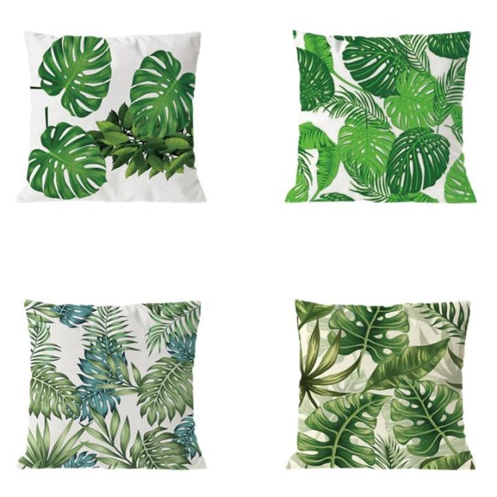 4pcs-plant-cushion-cover-tropic-tree-green-throw-pillow-cover-palm-leaf-decorative-pillows-flower-cushion-cover-45x45cm