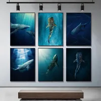 Modern Art Whale Canvas Painting Vivid Marine Animal Poster and Living Room Printed Wall Artists Home Decoration Pictures