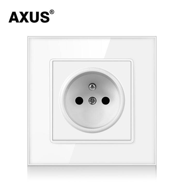 axus-เต้าเสียบไฟฟ้าเต้าปลั๊กเสียบต่อสายดินที่เสียบไฟแผงหน้ารถแก้วคริสตัลสีขาวเบ้าปลั๊กติดผนังมาตรฐานฝรั่งเศส16a-ac-110v-250v