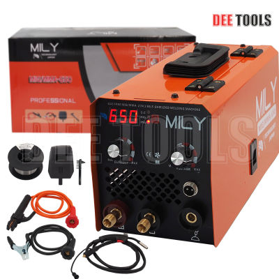 MILY ตู้เชื่อมไฟ้ฟ้า เครื่องเชื่อมไฟฟ้า MIG/MMA-650 สีส้ม รุ่นไม่ใช้แก๊ส 2 ระบบ ใช้ได้ทั้งไฟฟ้าและมิก มาพร้อมลวดฟลักซ์คอร์และอุปกรณ์ครบชุด