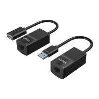 UNITEK 2ชิ้น USB เพื่อ RJ45 LAN เคเบิ้ลขยายอะแดปเตอร์ USB Extender กว่า Cat5 Cat5e สายแพทช์สำหรับอุปกรณ์เครือข่ายสีดำ