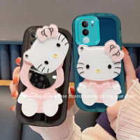 KT มือถือลายแมว เคส Case VIVO V29 V29e VIVOV29 Pro 5G เคส การ์ตูนน่ารักใหม่สีลูกอมโปร่งใส3D Hello Kitty กระจกแต่งหน้าแฟชั่นที่สร้างสรรค์ปกหลังแบบนิ่ม2023