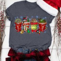 【cw】 WomensShirt ChristmasMug Short Sleeve T Shirt womenTee Pullover DarkPullover