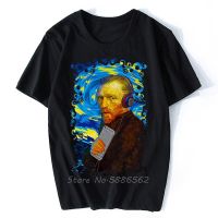 เสื้อยืดลําลอง แขนสั้น พิมพ์ลาย Van Gogh Starry Night สีขาว แฟชั่นฤดูร้อน สําหรับผู้ชาย  W06G