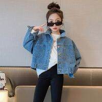 Spring New Girls Denim Jackets Kids Fashion Button Design Loose Casual Coats for Childrens Clothing Teens Outerwear 10 12 Years