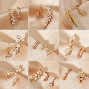 Wrap Stud Clip Earrings - Women Crystal Rhinestone Ear Cuff Trendy Clip  Earrings