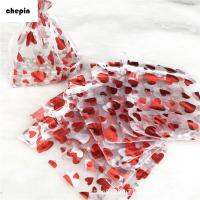 CHEPIN 100 ชิ้น งานสังสรรค์ เครื่องประดับ Organza ถุงขนม ถุงบรรจุภัณฑ์ ถุงของขวัญ ตกแต่งงานแต่งงาน